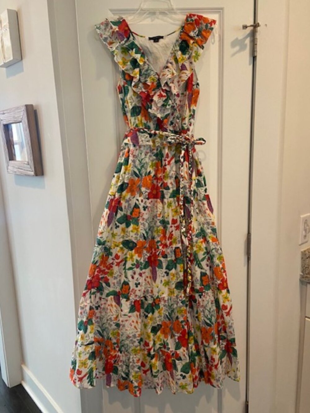 J.Crew Ruffle-front Maxi in Ratti Island Botanical Print Cotton Dress Size 2